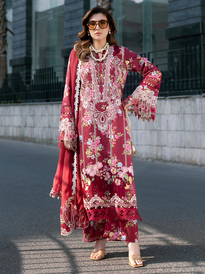 3-PC Unstitched Embroidered Chiffon Broadway By Mahnur | BW-011