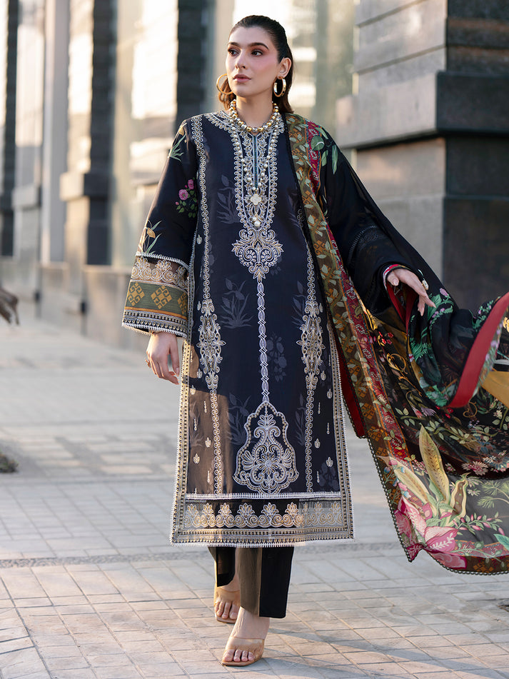 3-PC Unstitched Embroidered Chiffon Broadway By Mahnur | BW-014