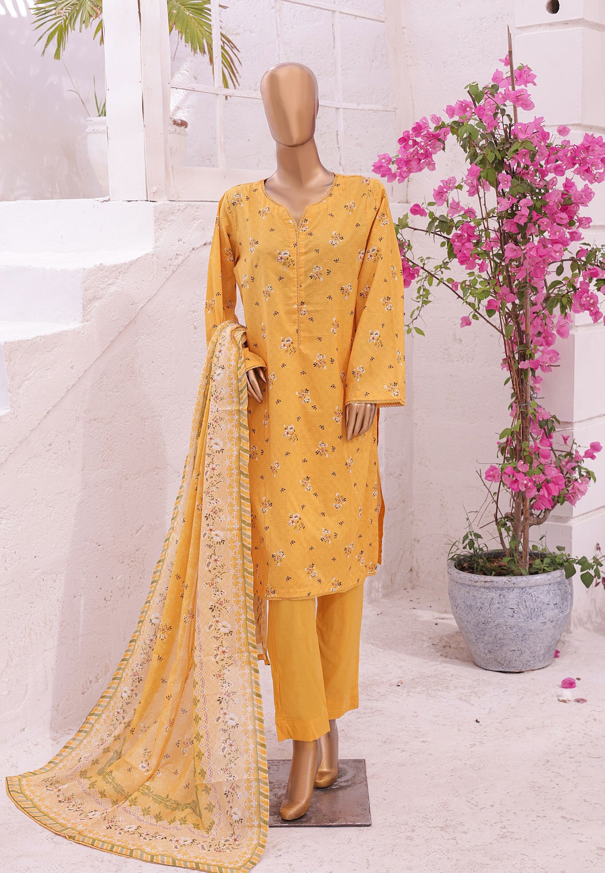 01 | 3PC Stitched Printed Lawn By Bin Saeed