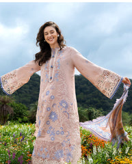 3-PC Unstitched Chikan Embroidered Lawn Hemline By Mushq | Bloom Sonata