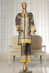 Stitched 2 Piece Silk Printed Collection By Sadabahar | Black & Yellow