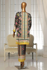 Stitched 2 Piece Silk Printed Collection By Sadabahar | Black & Yellow