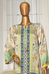 Stitched 2 Piece Silk Printed Collection By Sadabahar | Yellow & White