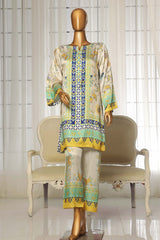 Stitched 2 Piece Silk Printed Collection By Sadabahar | Yellow & White