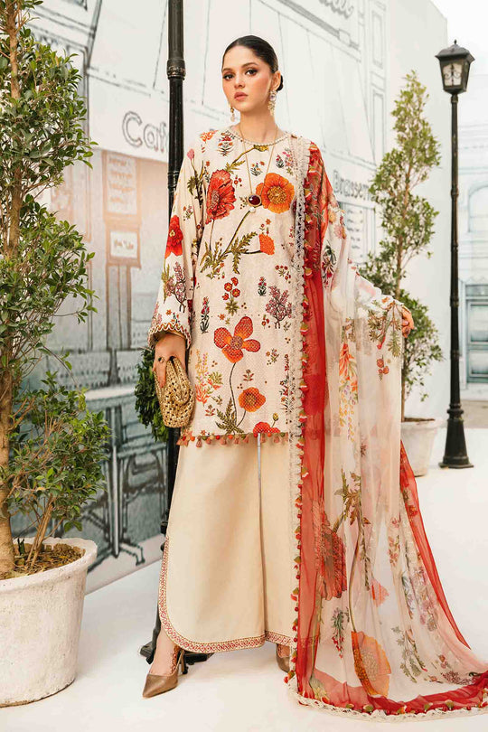 3 Piece Unstitched Embroidered Lawn Suit By Maria B | MPT-2607-A