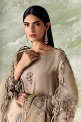 3 Piece Unstitched Embroidered Tusser Silk Suit By MARIA B