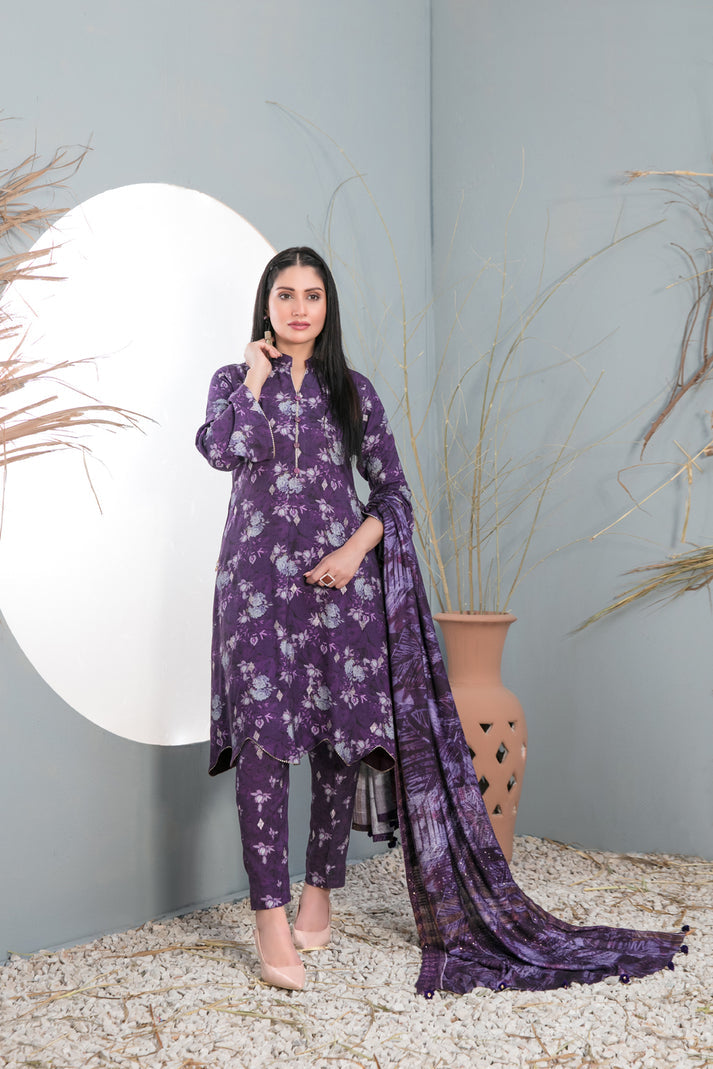 D-1007 | 3Pc Unstitched Suit Winter Collection Mifa By Tawakkal Fabrics