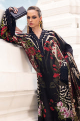 3-PC Unstitched Embroidered Twill Linen Mprints By Maria B | MPT-2810-B