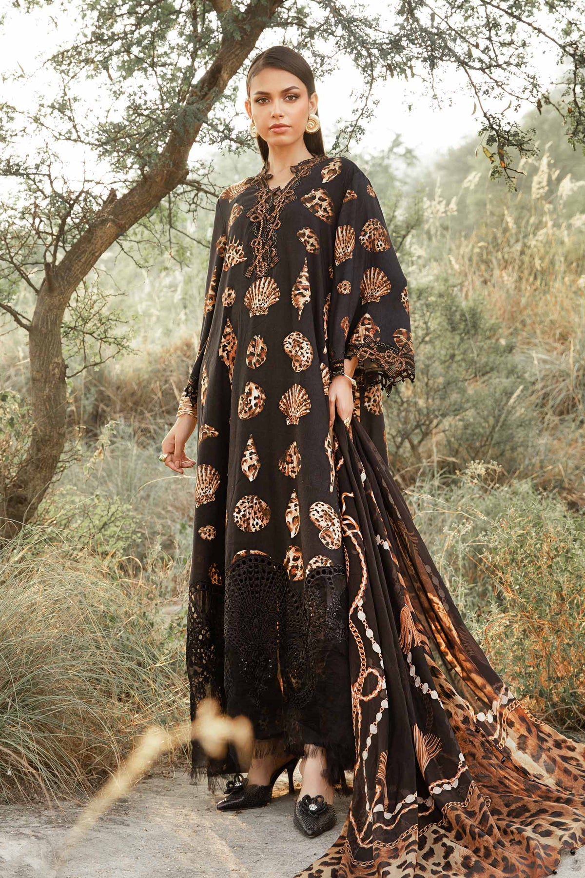 MPT-2410-B - Unstitched Printed Linen Suit Winter M.Prints - Maria B