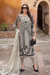 3 Piece Unstitched Embroidered Dobby Lawn Suit By Maria B D-2510-B