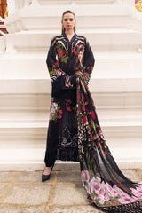 3-PC Unstitched Embroidered Twill Linen Mprints By Maria B | MPT-2810-B