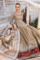 CST-810 | 3Pc Unstitched Satin Suit Embroidered Cotton Sateen By Maria B