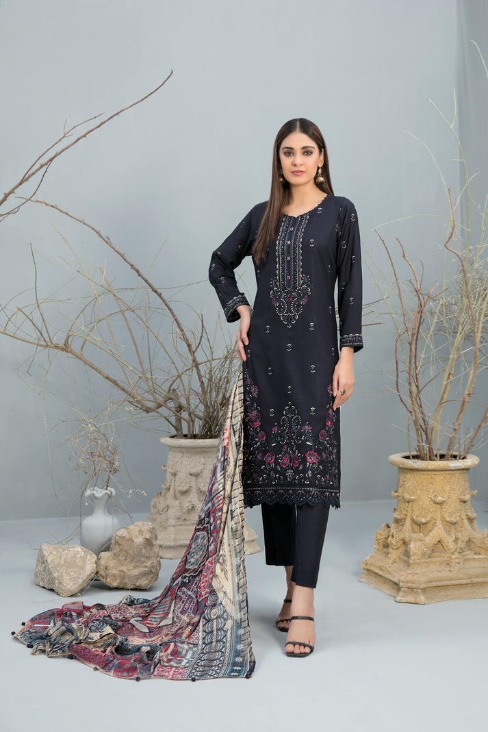 D-1126 | 3Pc Unstitched Suit Winter Collection Sanea By Tawakkal Fabrics