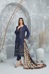 D-1128 | 3Pc Unstitched Suit Winter Collection Sanea By Tawakkal Fabrics