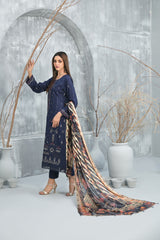 D-1128 | 3Pc Unstitched Suit Winter Collection Sanea By Tawakkal Fabrics