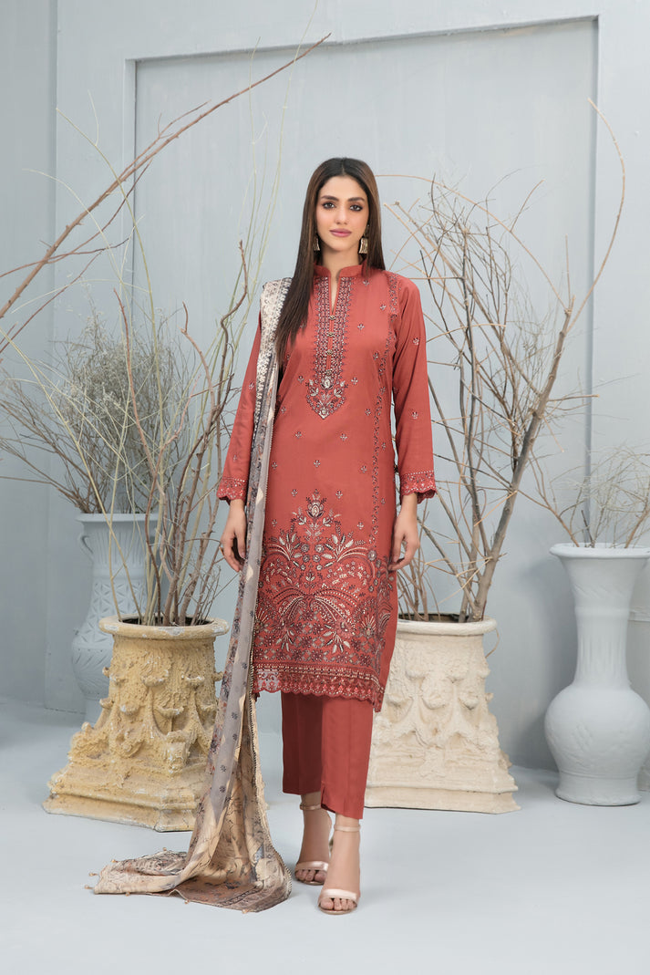 D-1131 | 3Pc Unstitched Suit Winter Collection Sanea By Tawakkal Fabrics