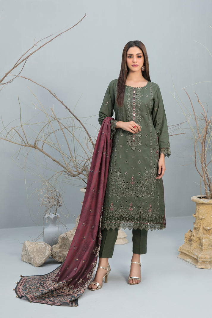 D-1132 | 3Pc Unstitched Suit Winter Collection Sanea By Tawakkal Fabrics