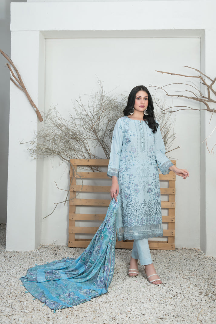 D-1169 | 3Pc Unstitched Suit Winter Collection Leesha By Tawakkal Fabrics