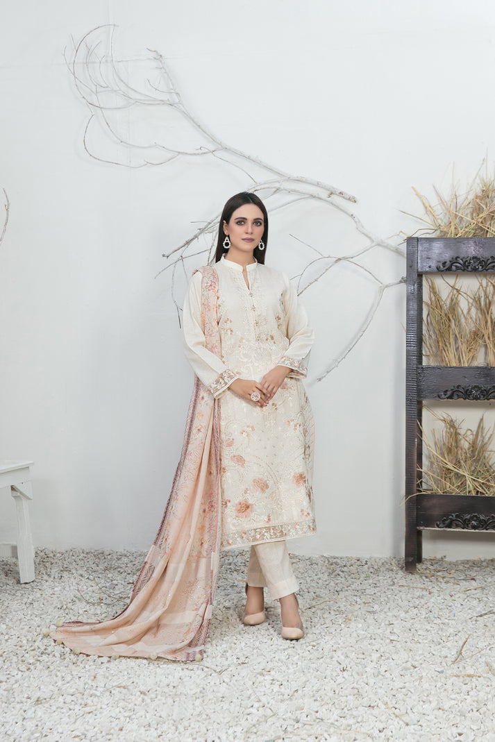 D-1170 | 3Pc Unstitched Suit Winter Collection Leesha By Tawakkal Fabrics