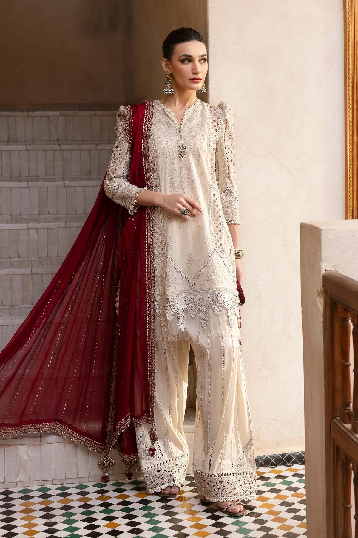 3 Piece Unstitched Embroidered Dobby Lawn Suit By Maria B D-2511-B