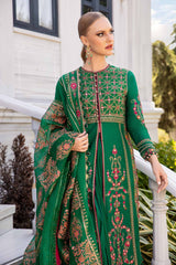 CST-811 | 3Pc Unstitched Satin Suit Embroidered Cotton Sateen By Maria B