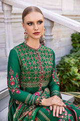 CST-811 | 3Pc Unstitched Satin Suit Embroidered Cotton Sateen By Maria B