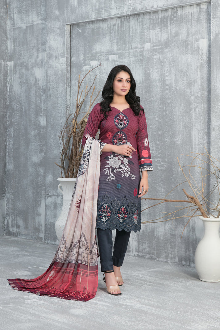 D-1291 | 3Pc Unstitched Suit Winter Collection Inisha By Tawakkal Fabrics