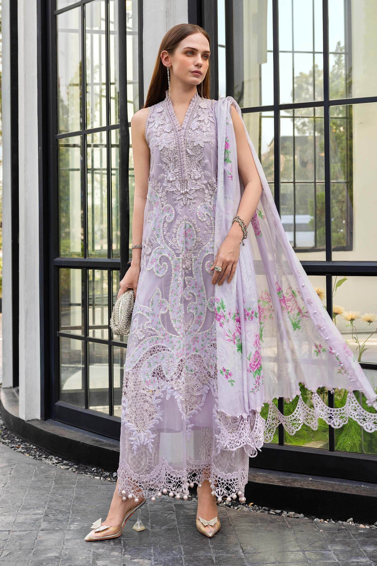 3-PC Unstitched Embroidered Jacquard Lawn By Maria B | EL-26-12
