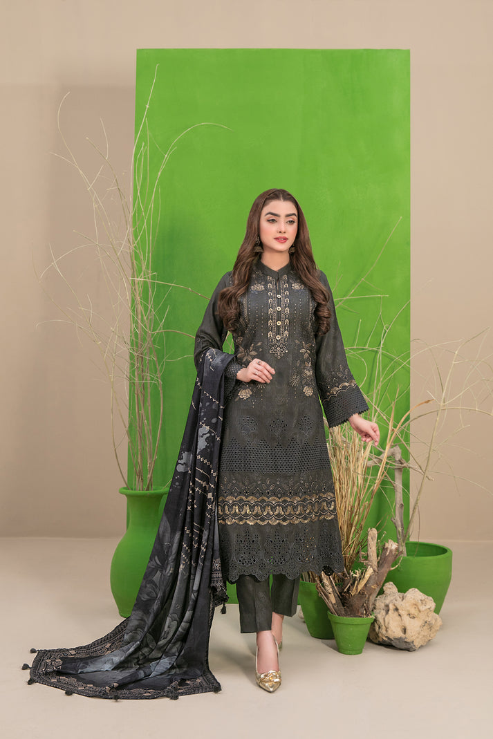 D-1341 | 3Pc Unstitched Suit Winter Collection Mehlika By Tawakkal Fabrics