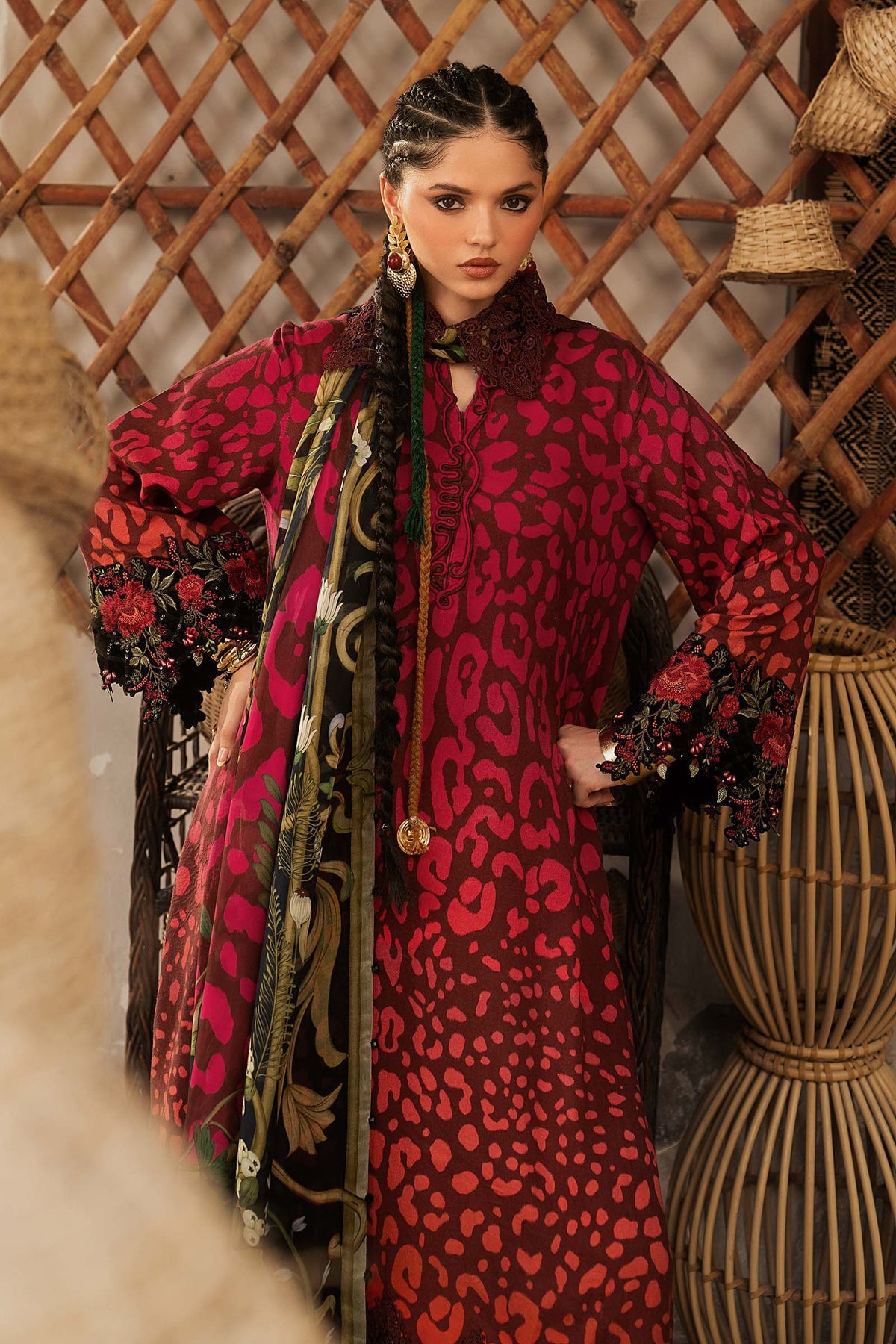 3 Piece Unstitched Embroidered Linen Suit By MARIA B