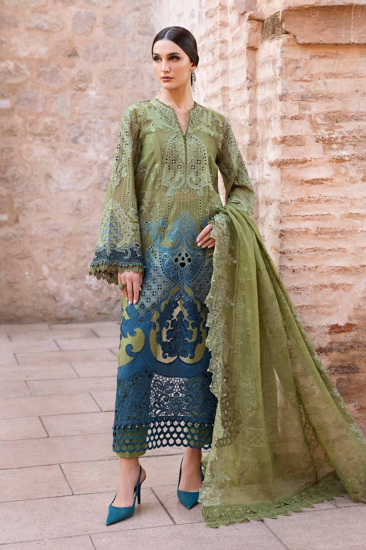 3 Piece Unstitched Embroidered Dobby Lawn Suit By Maria B D-2501-A