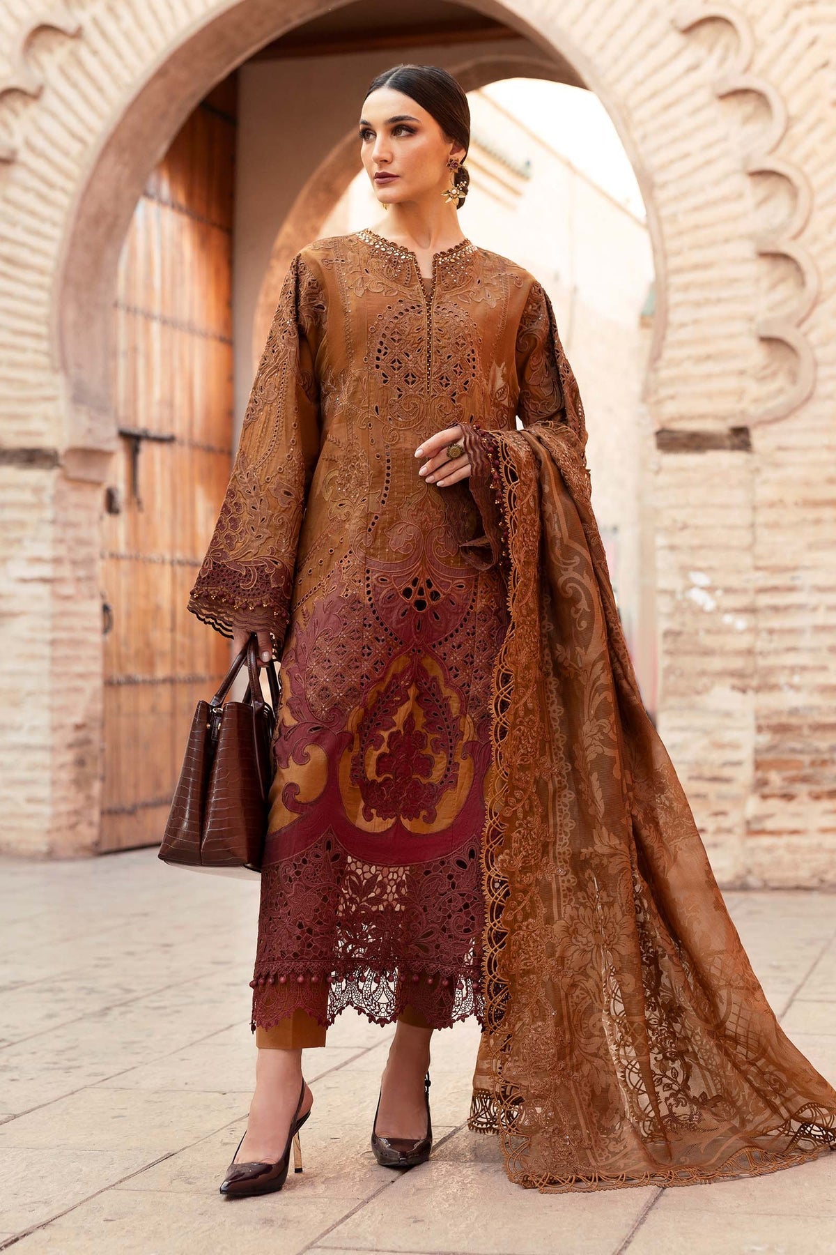 3 Piece Unstitched Embroidered Dobby Lawn Suit By Maria B D-2501-B