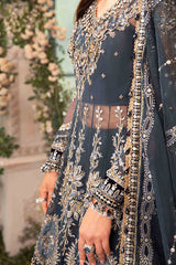 BD-2901 | 3Pc Unstitched Suit Embroidered Organza Wedding Mbroidered By Maria B