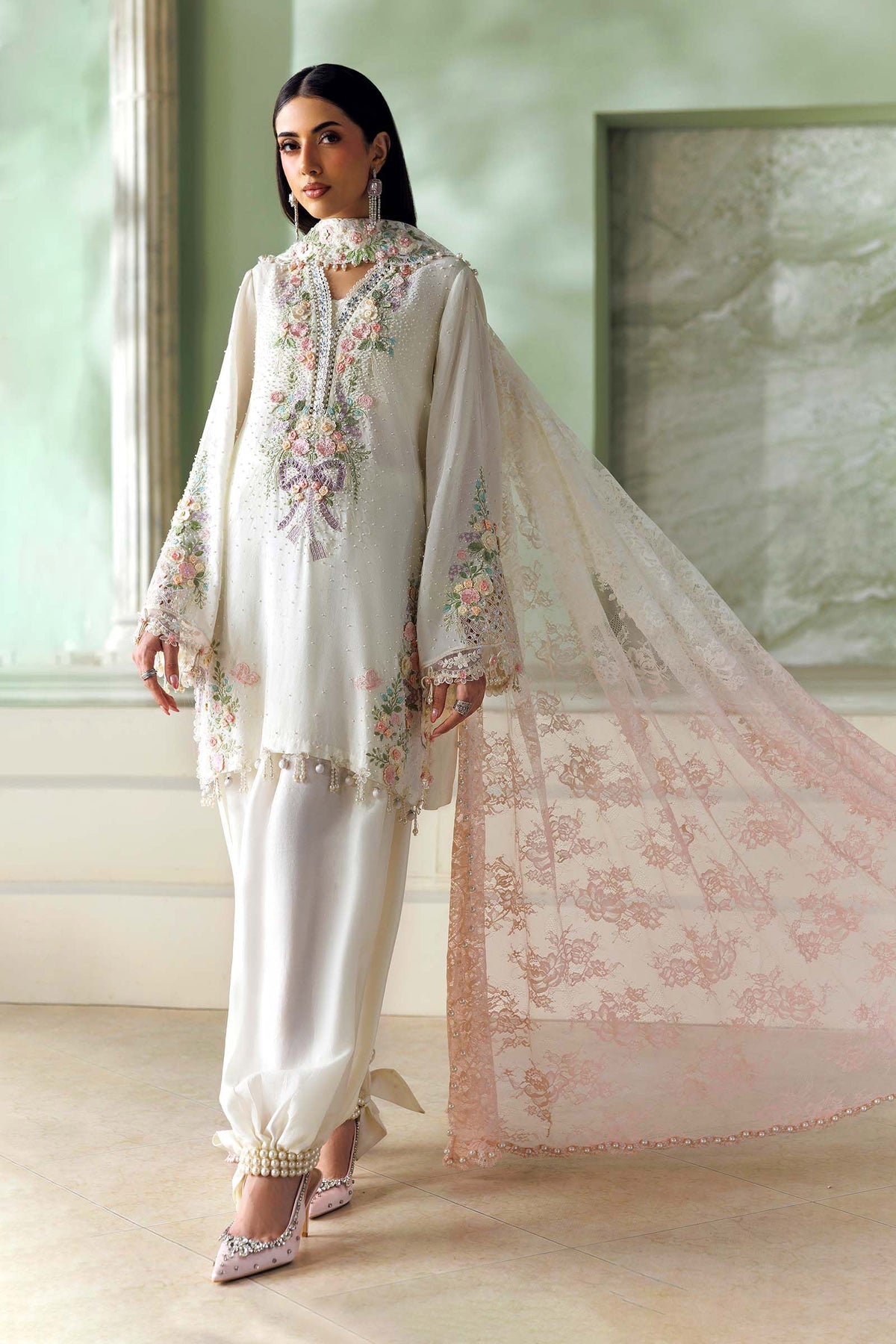 3 Piece Unstitched Embroidered Tusser Silk Suit By MARIA B