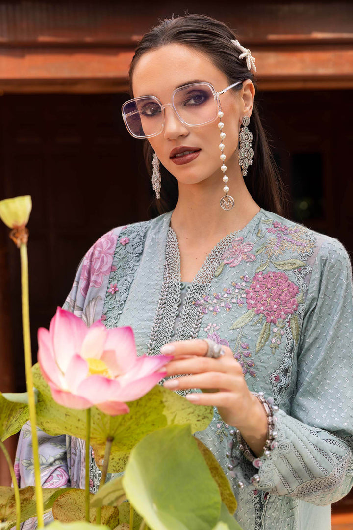 3 Piece Unstitched Embroidered Twill Linen Mprints By Maria B | MPT-2802-A