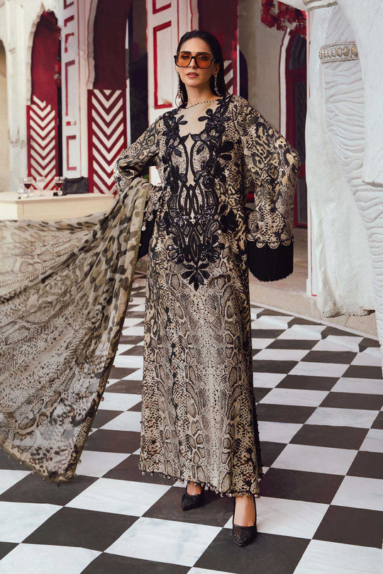 3 Piece Unstitched Embroidered Linen Suit By Maria B | MPT-2702-B