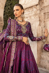 CST-802 | 3Pc Unstitched Satin Suit Embroidered Cotton Sateen By Maria B