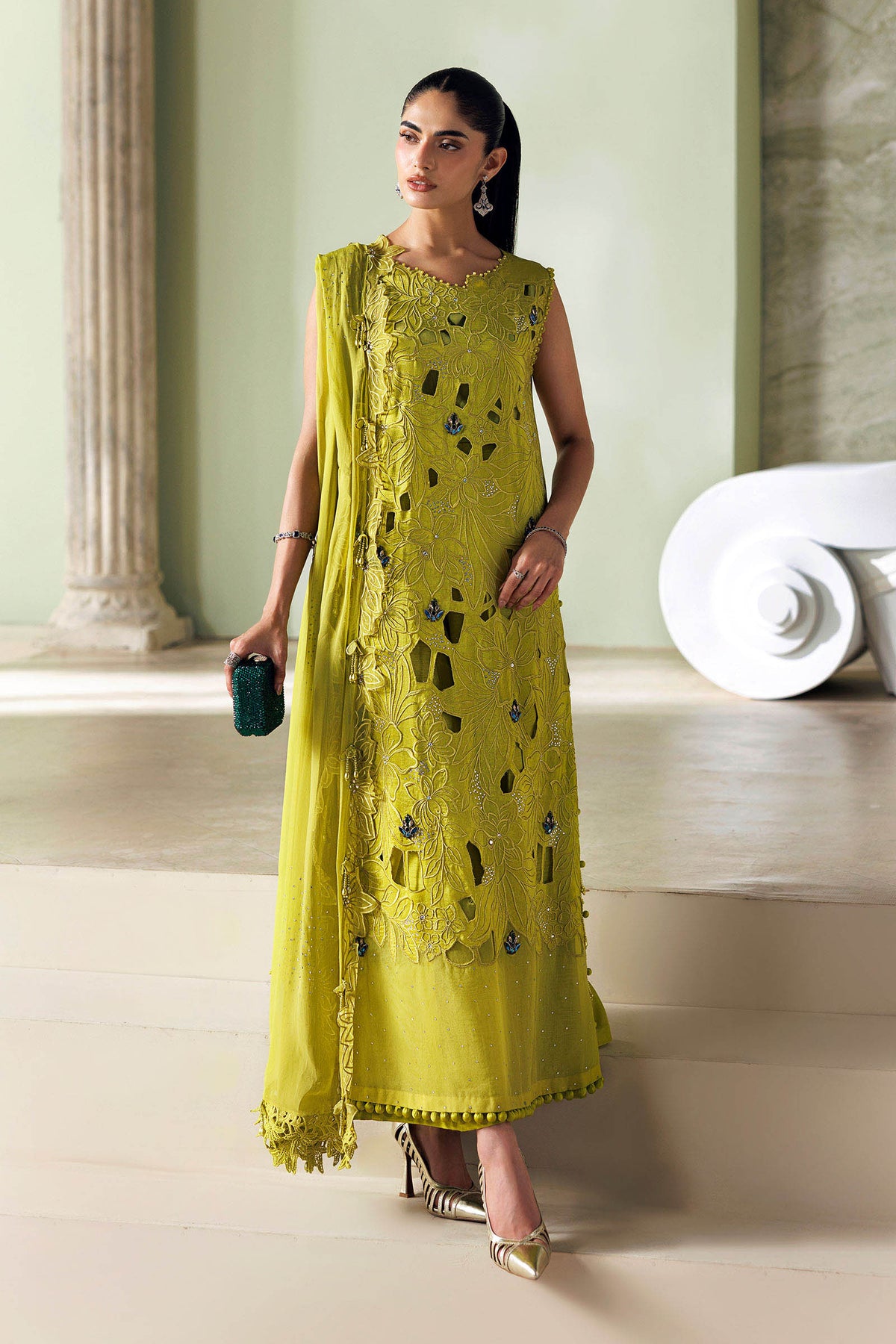 3 Piece Unstitched Embroidered Bemberg Raw Silk Suit By MARIA B