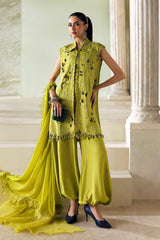 3 Piece Unstitched Embroidered Bemberg Raw Silk Suit By MARIA B