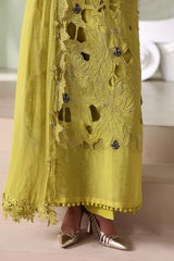 3 Piece Unstitched Embroidered Bemberg Raw Silk Suit By MARIA B