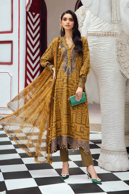 3 Piece Unstitched Embroidered Linen Suit By Maria B | MPT-2703-A