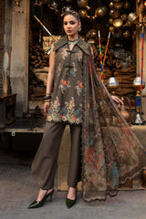3 Piece Unstitched Embroidered Cambric Suit By MARIA B
