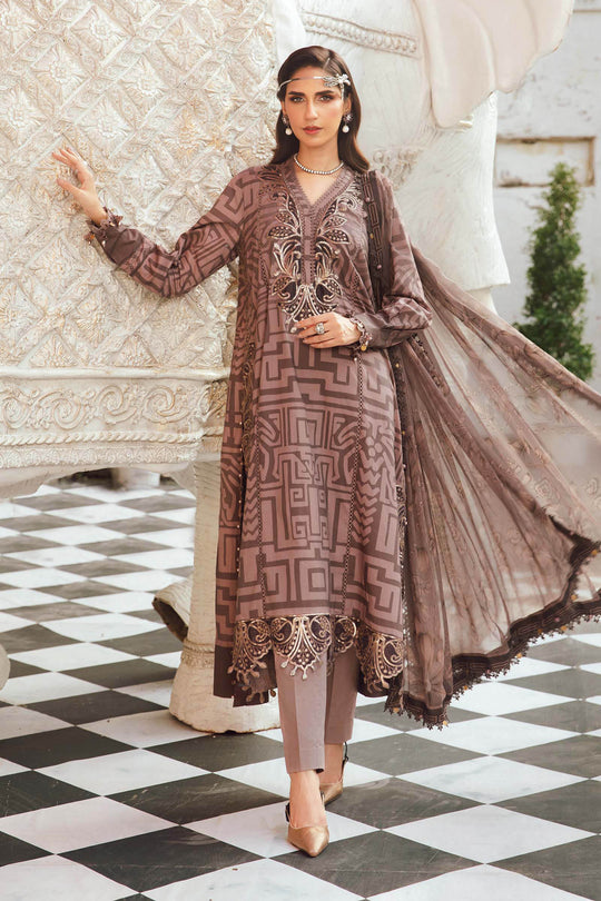 3 Piece Unstitched Embroidered Linen Suit By Maria B | MPT-2703-B