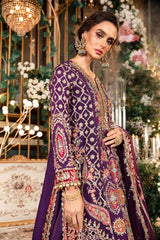 BD-2903 | 3Pc Unstitched Suit Embroidered Organza Wedding Mbroidered By Maria B