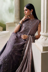 3 Piece Unstitched Embroidered Bell Raw Silk Suit By MARIA B