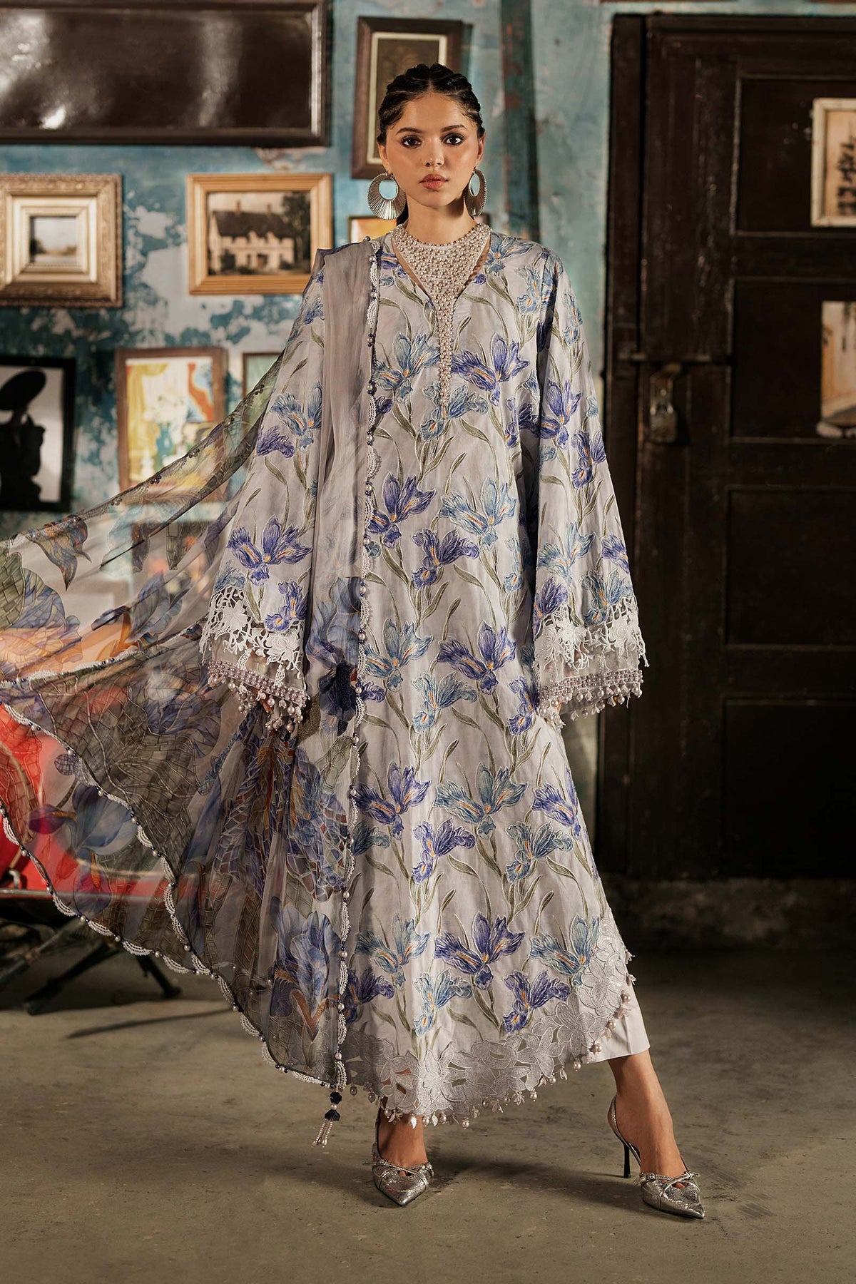 3 Piece Unstitched Embroidered Cambric Suit By MARIA B