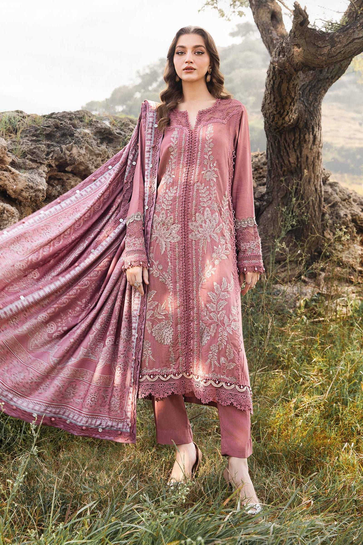 MPT-2404-A - Unstitched Printed Linen Suit Winter M.Prints - Maria B