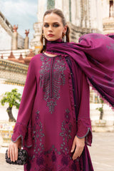 3-PC Unstitched Embroidered Twill Linen Mprints By Maria B | MPT-2804-B