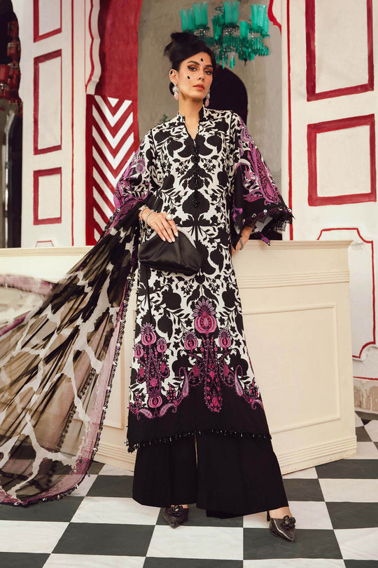 3 Piece Unstitched Embroidered Linen Suit By Maria B | MPT-2704-B