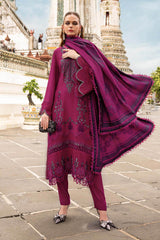 3-PC Unstitched Embroidered Twill Linen Mprints By Maria B | MPT-2804-B